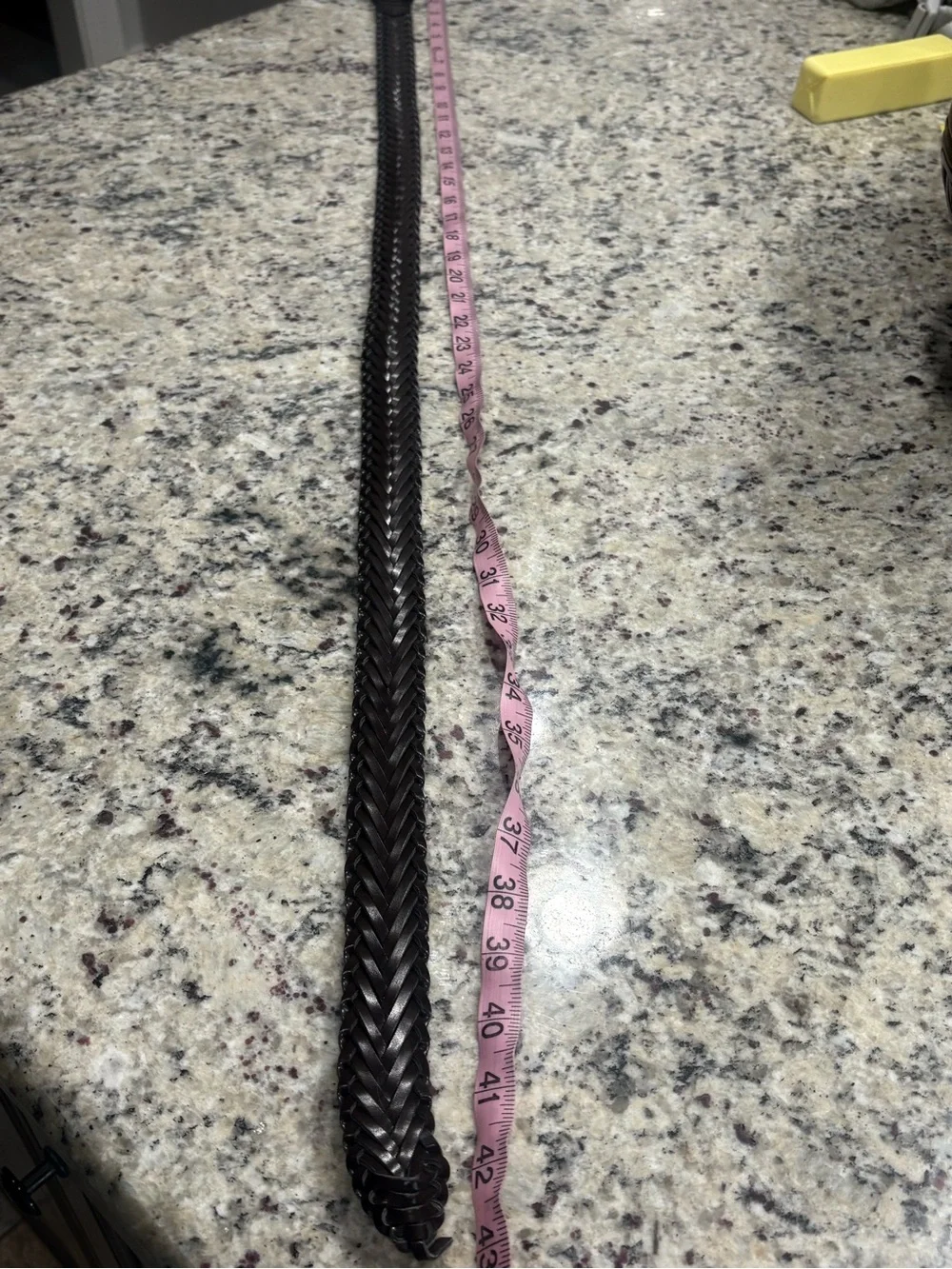 Men’s unbranded brown woven belt in 42-43 inches Bottom piece coming out
